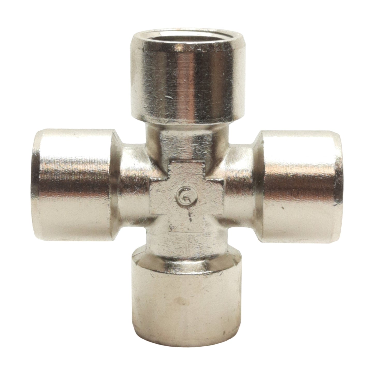 New Lot of 7 Camozzi 2033 06-00 Pipe Cross, 3/8" x 3/8" x 3/8" x 3/8" Female NPTF