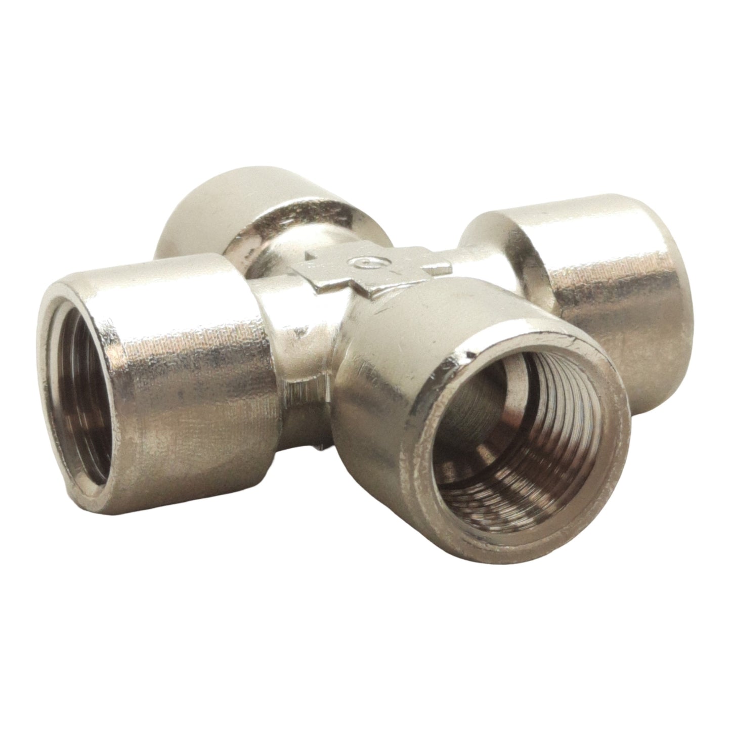 New Lot of 7 Camozzi 2033 06-00 Pipe Cross, 3/8" x 3/8" x 3/8" x 3/8" Female NPTF
