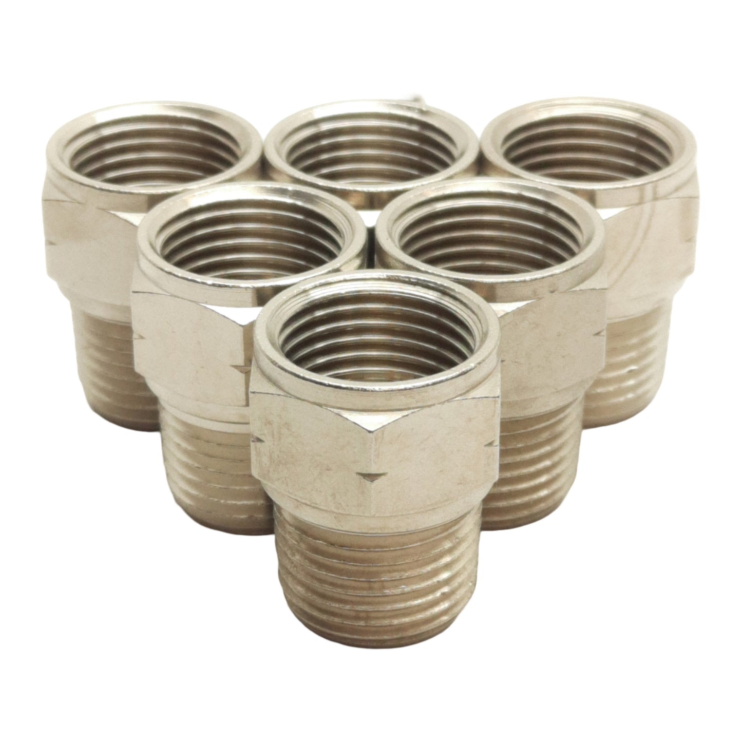 New Lot of 6 Camozzi 2520 08-1/2 Adapter Fitting, 1/2in Male NPTF, 1/2in Female BSPP