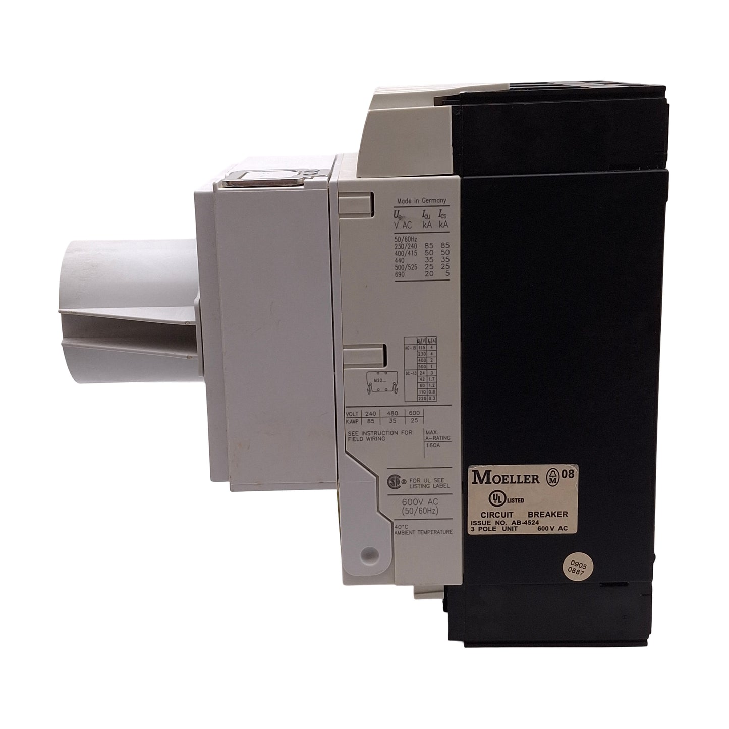 Used Eaton Moeller NZMN2-A160-NA Molded Case Circuit Breaker, 3-Pole, 600VAC, 160A