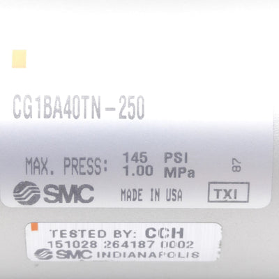 New SMC CG1BA40TN-250 Pneumatic Cylinder ø40mm Bore, 250mm Stroke, 1/8in NPT, 145psi