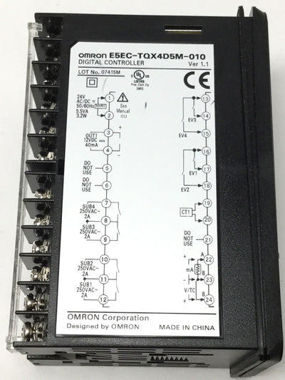 Used Omron E5EC-TQX4D5M-010 Temperature Controller 24V, Pulsed 12VDC, HB/HS Alarm Out