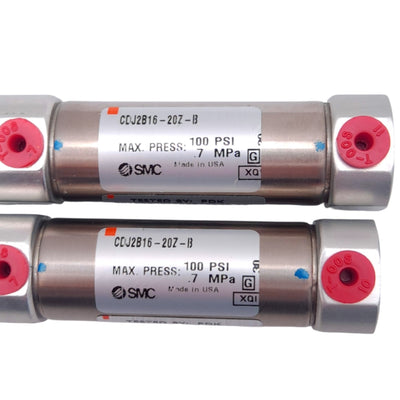 New Lot of 2 SMC CDJ2B16-20Z-B Cylinders, ø16mm Bore, 20mm Stroke, M5x0.8, 0.7MPa