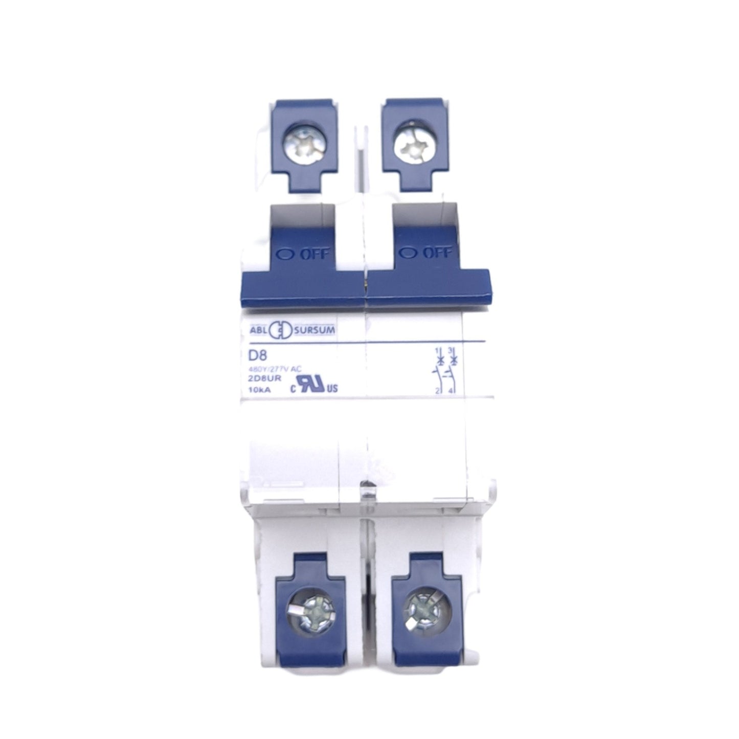 New Altech 2D8UR Supplementary Circuit Breaker, 2-Pole, 480Y/277VAC, 8A, DIN Mount