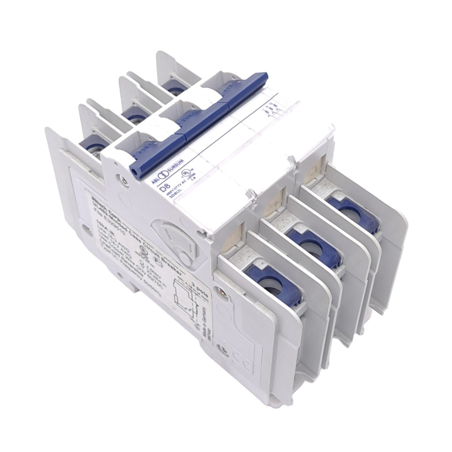 New Altech 3D8UL Miniature Circuit Breaker, 3-Pole, 480Y/277VAC, 8A, DIN Mount