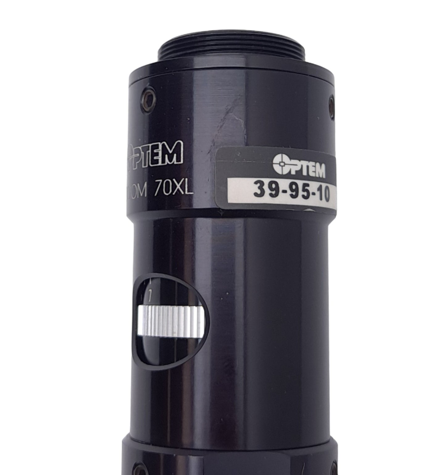 Used Optem 39-95-10 Zoom 70XL Auxiliary Microscope Lens, 0.75x, Manual Adjustment