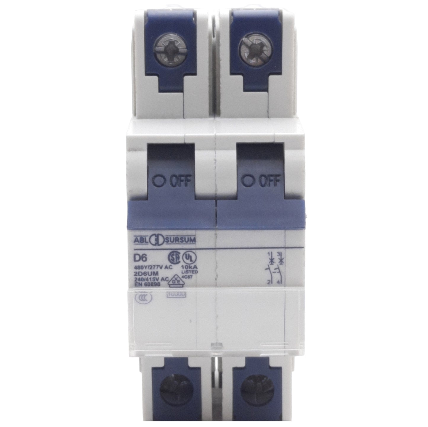 New Altech 2D6UM Circuit Breaker, 2-Pole, 480Y/277VAC 80VDC 6A, DIN Rail Mount