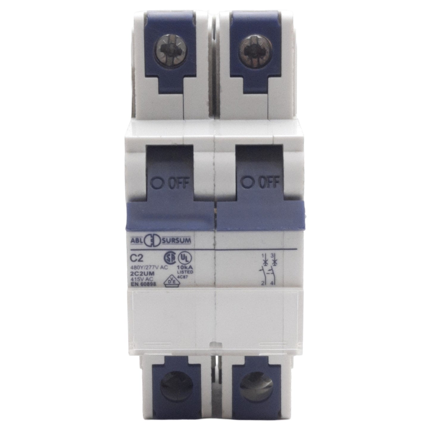 New Altech 2C2UM Circuit Breaker, 2-Pole, 480Y/277VAC 80VDC 2A, DIN Rail Mount