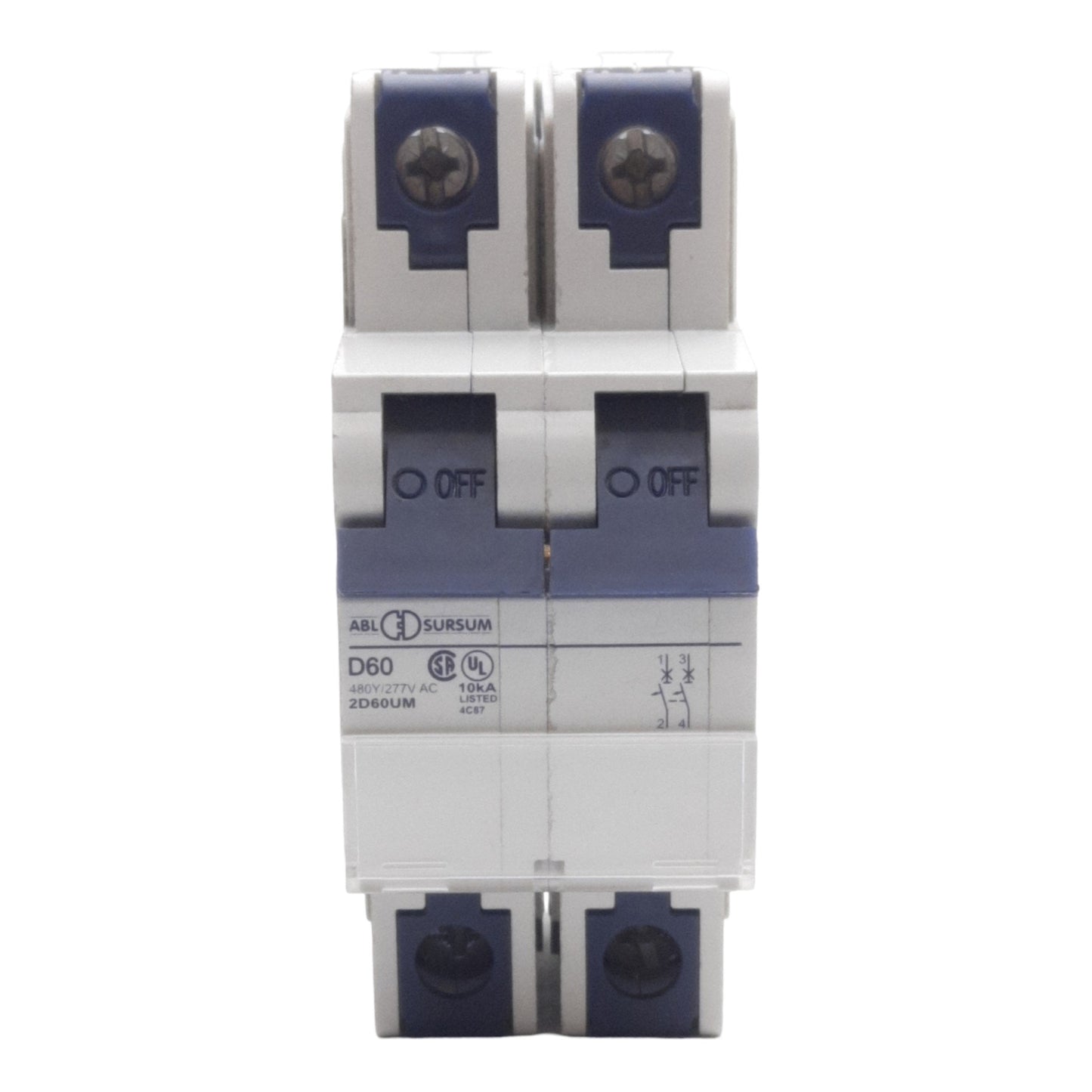 New Altech 2D60UM Circuit Breaker, 2-Poles, 480Y/277VAC 60VDC 60A, DIN Rail Mount
