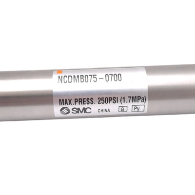 Used SMC NCDMB075-0700 Pneumatic Cylinder, ø3/4in Bore, 7in Stroke, 1/8in NPT, 250psi