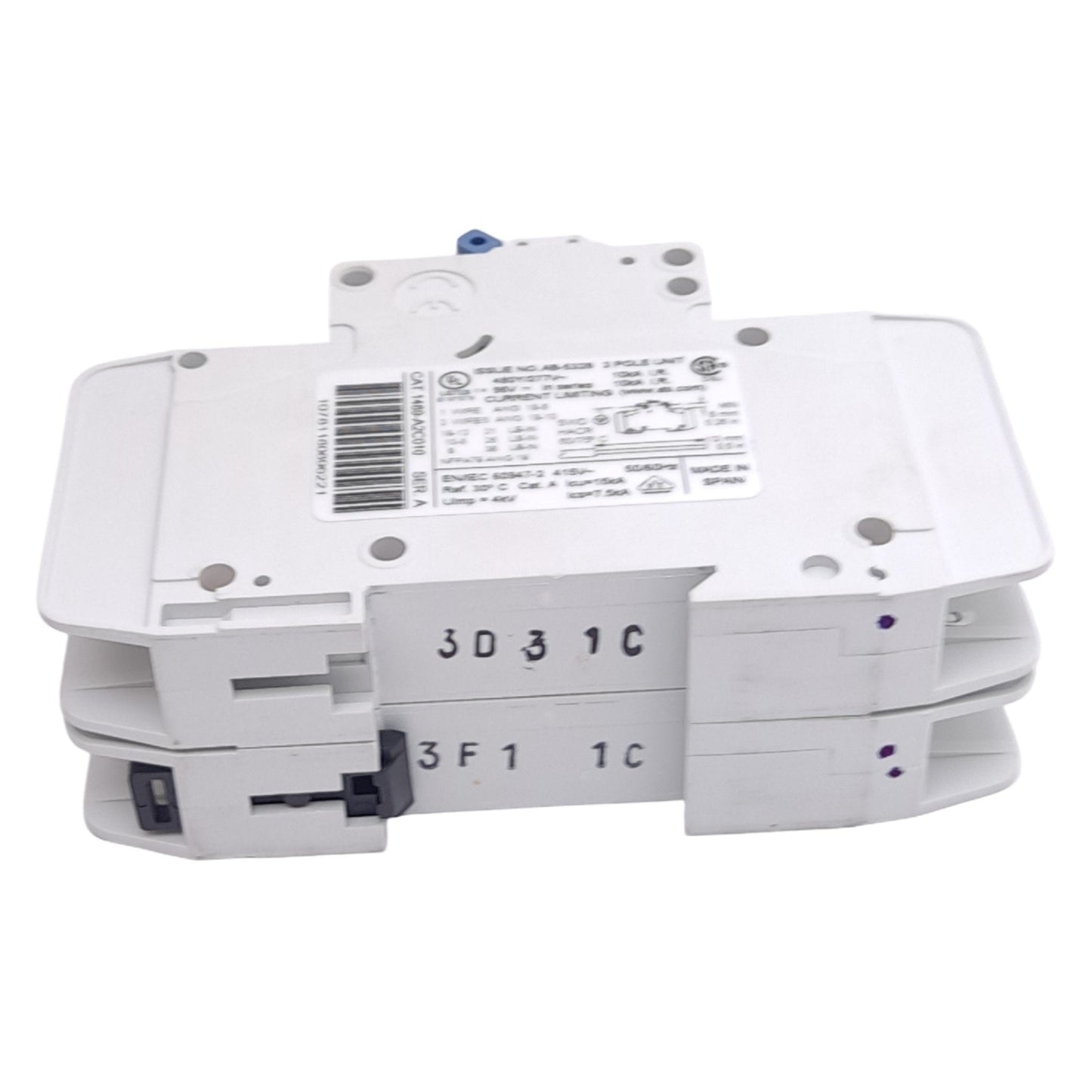 Used Allen Bradley 1489-A2C010 Circuit Breaker, 2-Pole, 480Y/277VAC, 96VDC, 1A, DIN