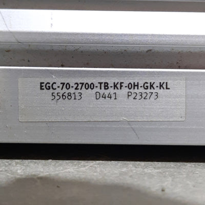 Used Festo EGC-70-2700-TB-KF-0H-GK-KL Belt Driven Linear Actuator 2700mm 5m/s 1850N