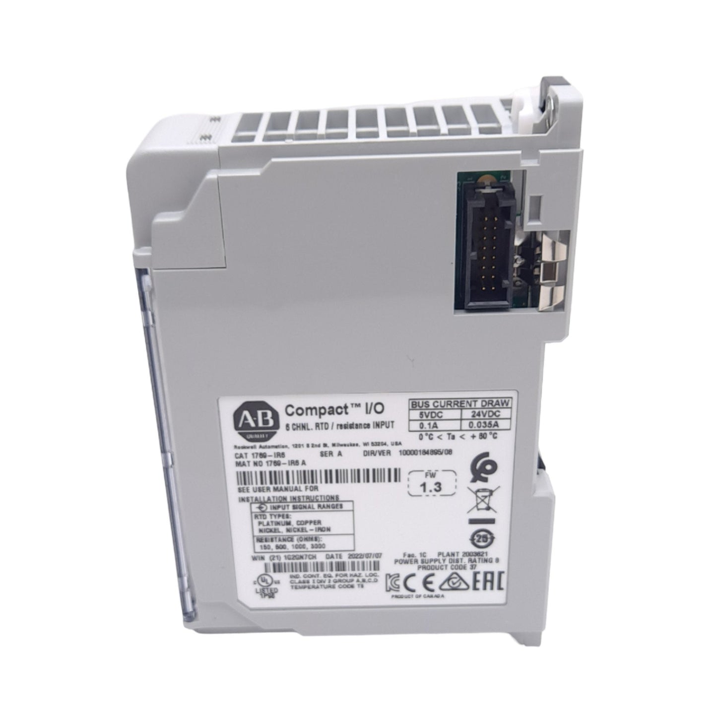 New Allen Bradley 1769-IR6 Compact Input Module, 6 Input RTD, 0-3000Ω, 24VDC, DIN