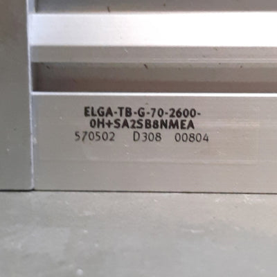 Used Festo ELGA-TB-G-70-2600-0H Belt Driven Linear Actuator, 2600mm, 5m/s, 400N