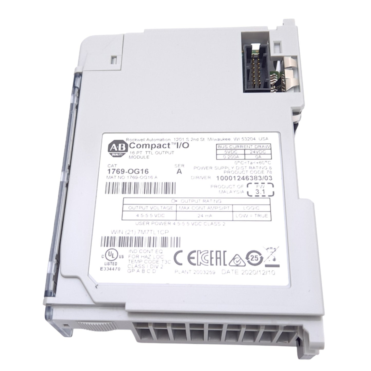 New Allen Bradley 1769-OG16 Compact Output Module, TTL, 16 Channel, 4.5-5.5VDC Out