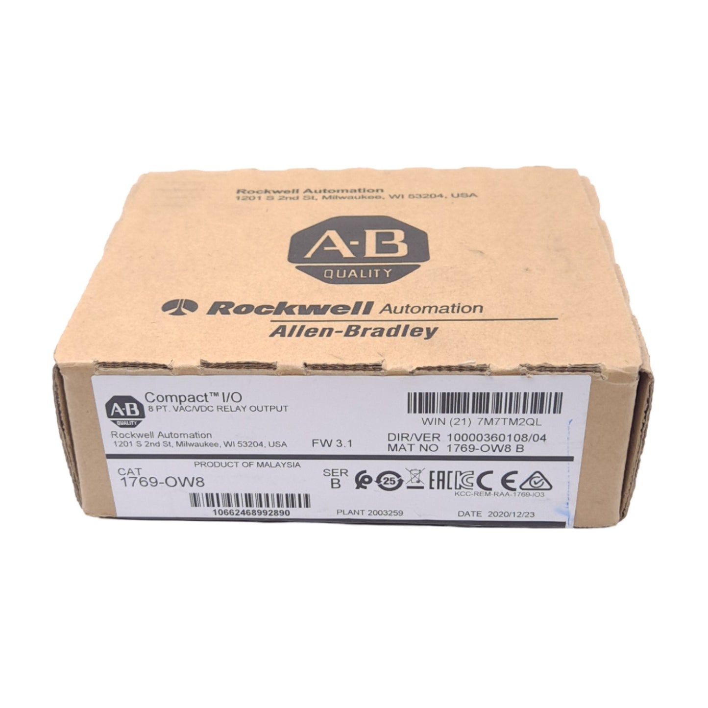 New Allen Bradley 1769-OW8 Compact Relay Output Module, 8-Point NO, 265VAC/125VDC