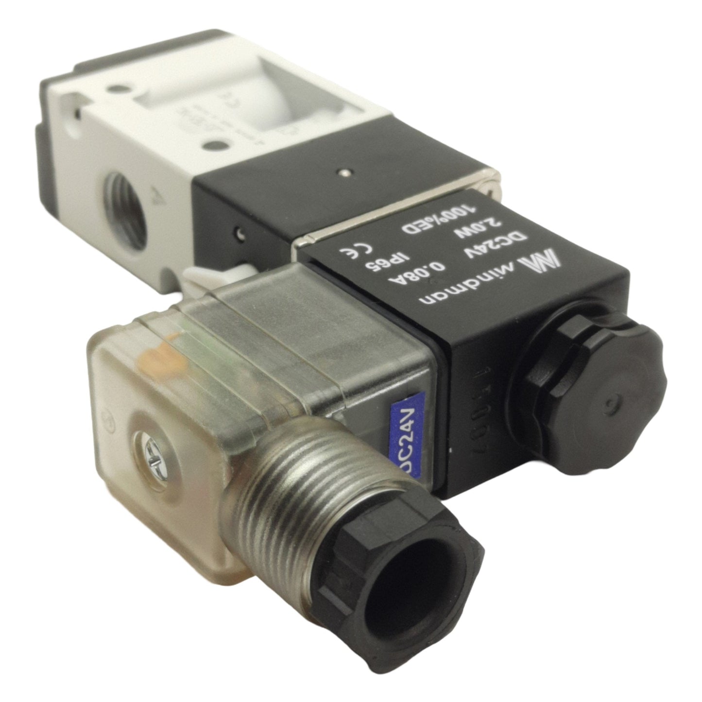 New Mindman MVSC-220-3E1 Solenoid Valve, 3/2 Way, 1/4in NPT, 24VDC Coil, 0-0.8MPa