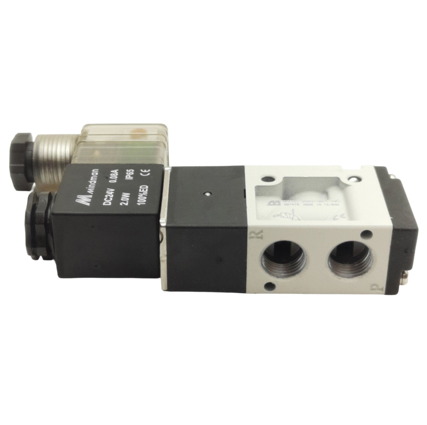 New Mindman MVSC-220-3E1 Solenoid Valve, 3/2 Way, 1/4in NPT, 24VDC Coil, 0-0.8MPa