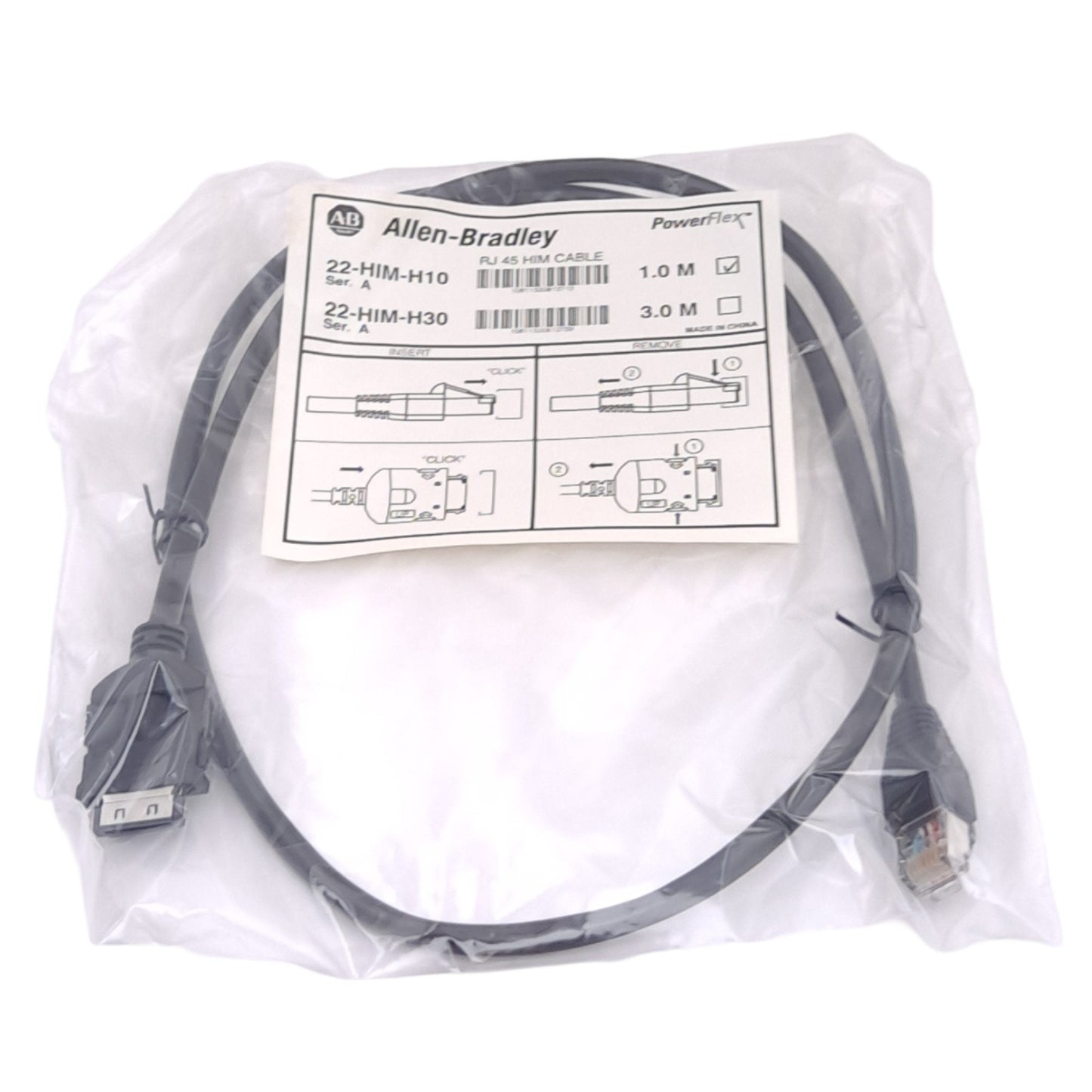 New Allen Bradley 22-HIM-A3 PowerFlex Handheld LCD HIM, 5VDC, 170mA, RJ45, 1m Cable