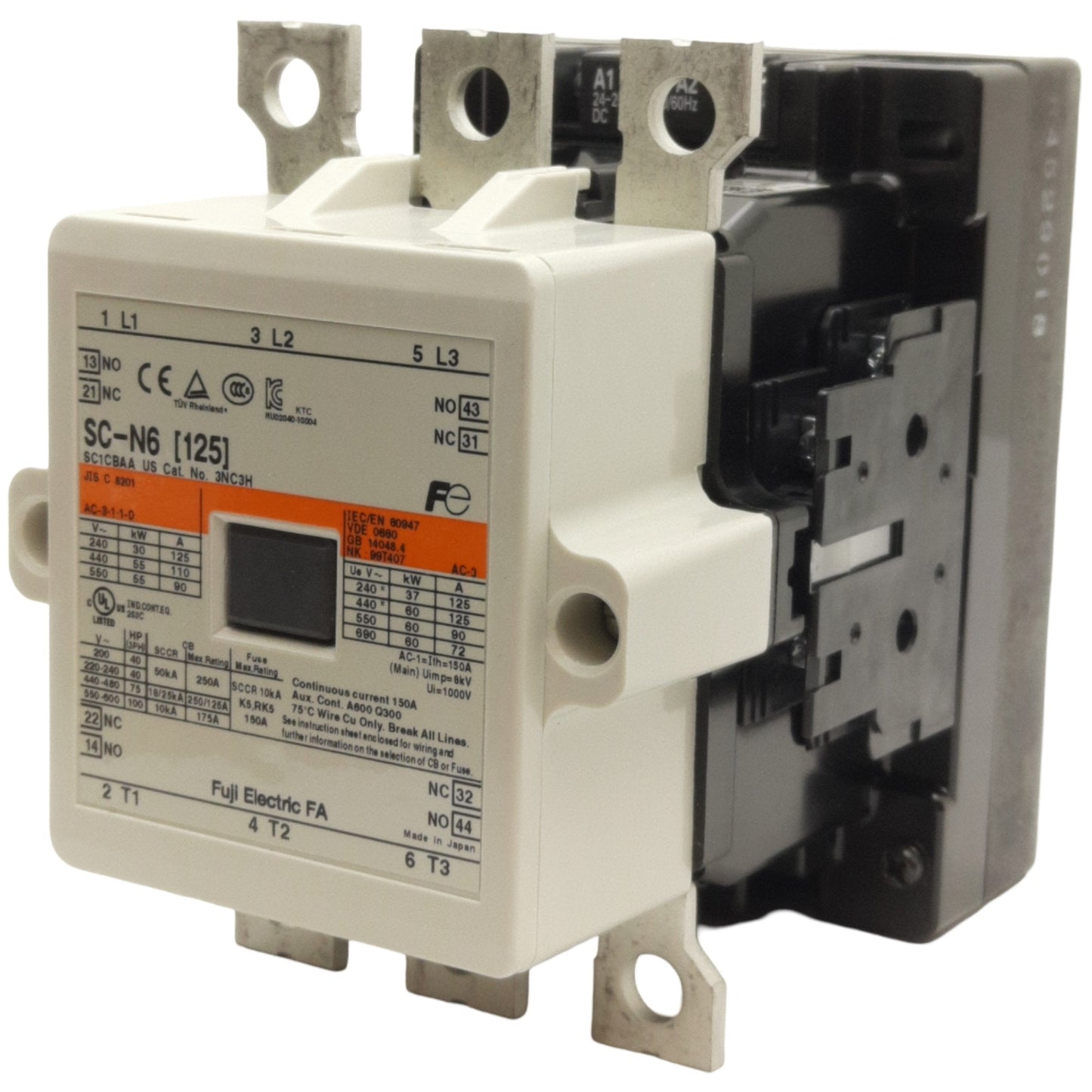 New Fuji Electric SC-N6 Magnetic Contactor 3-Pole, 2NO+2NC Aux, 60A 60Hz 24VDC Coil