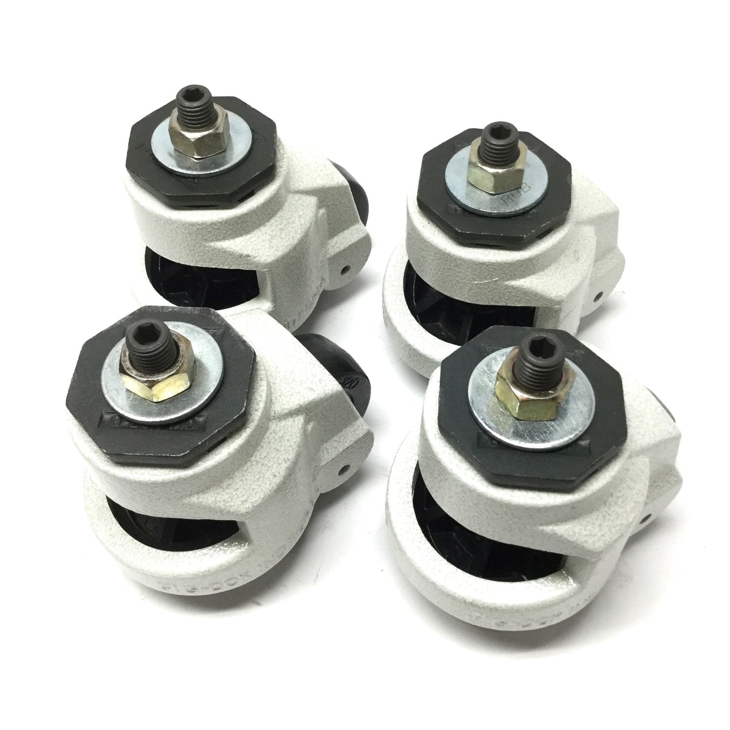Used Lot of 4 Footmaster GD-120-S-NYN Leveling Swivel Nylon Wheel Casters, M16 Stem