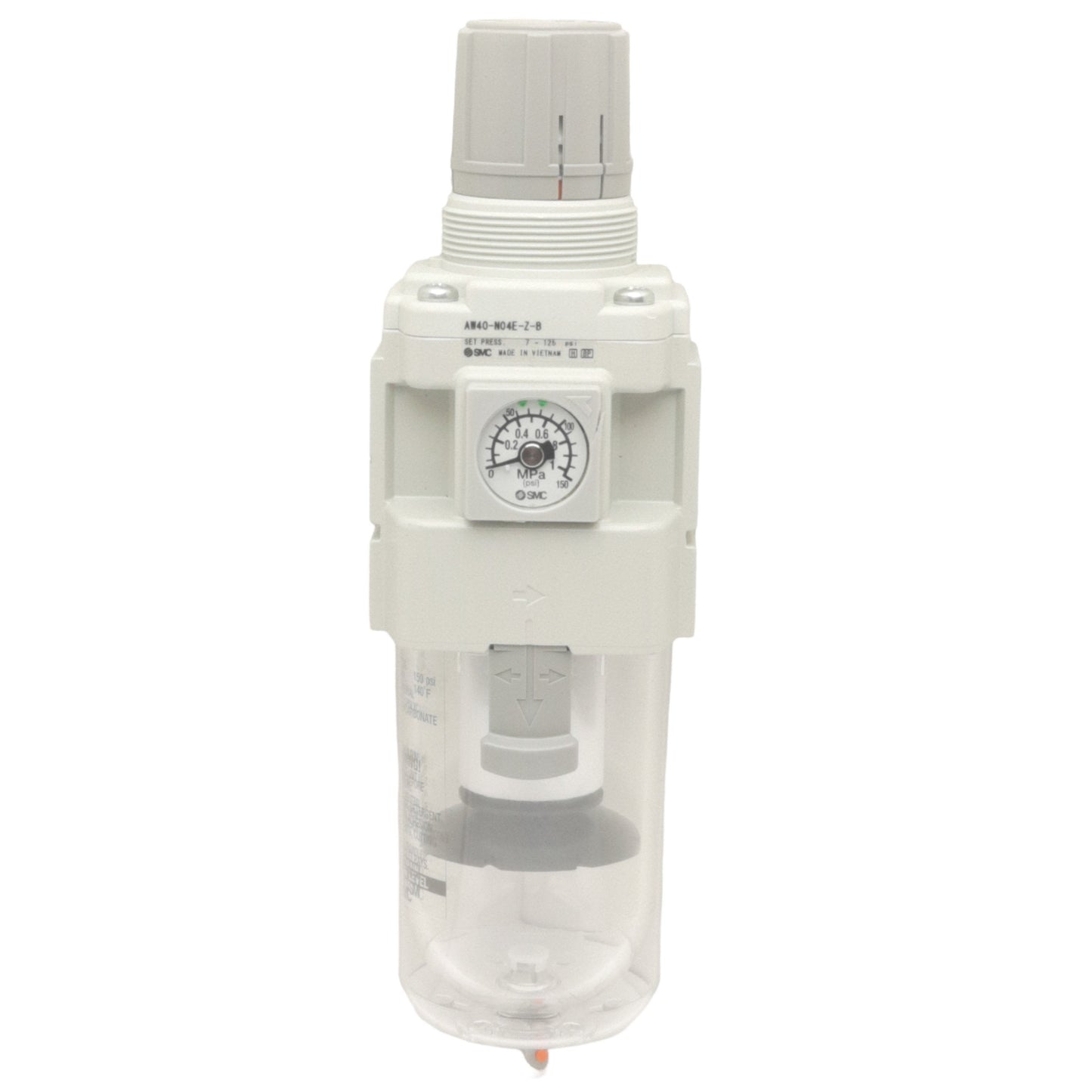 New SMC AW40-N04E-Z-B Filter Regulator, 7-125psi, 5µm Filtration, 1/2in Female NPT