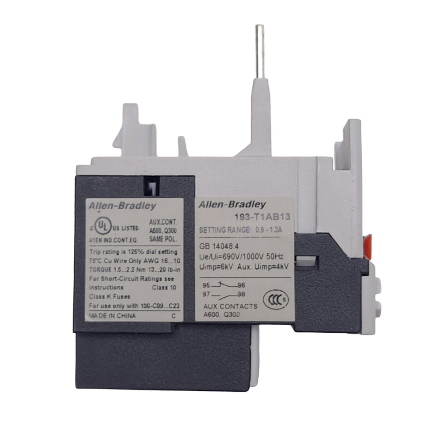 New Allen Bradley 193-T1AB13 Thermal Overload Relay, 0.9-1.3A, 1 NO 1 NC, 690VAC