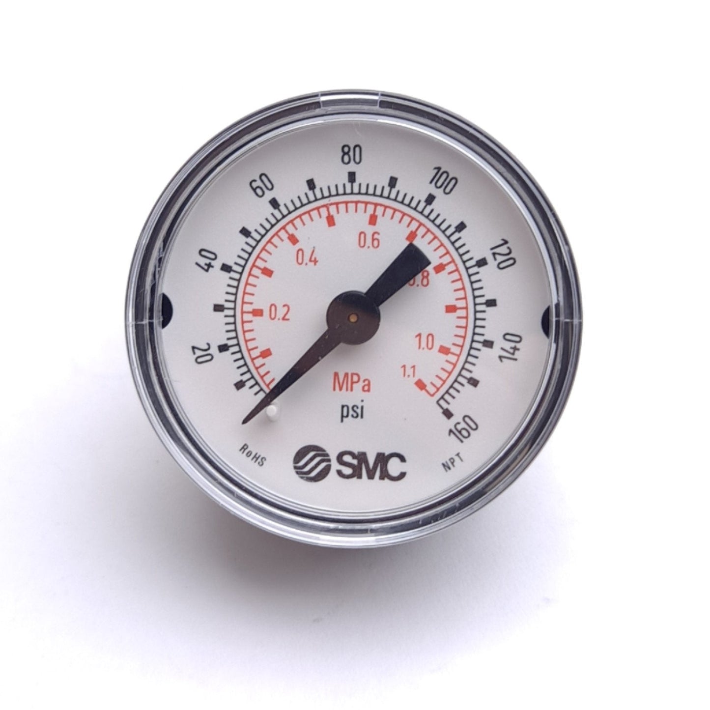 New Lot of 3 SMC K40-MP1.0-N01MS Pressure Gauges, ø40mm, 1/8 NPT, 1.1MPa/160psi