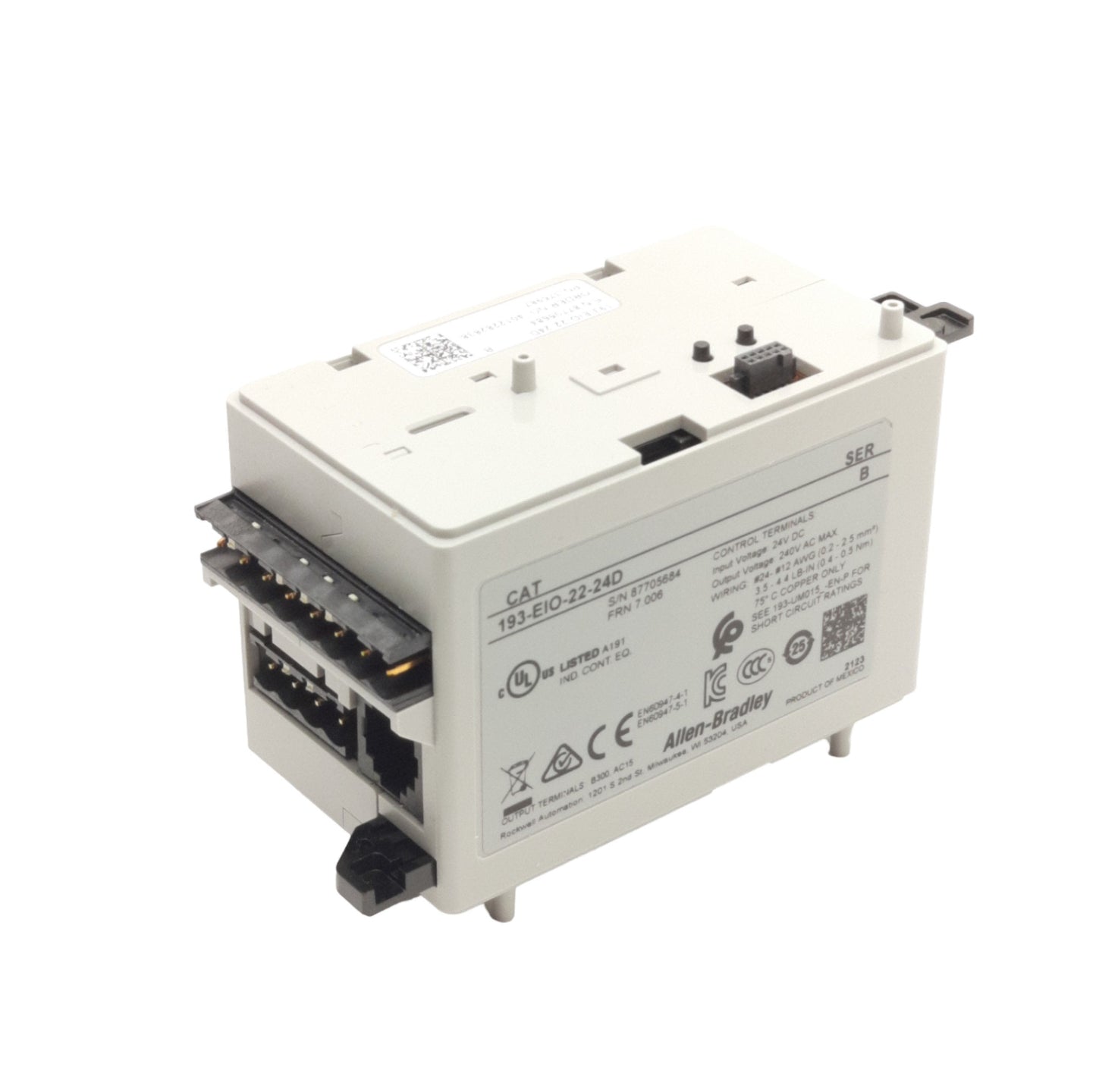 New Allen Bradley 193-EIO-22-24D I/O Module, 2-In & 2 Outputs 240VAC, 24VDC Supply