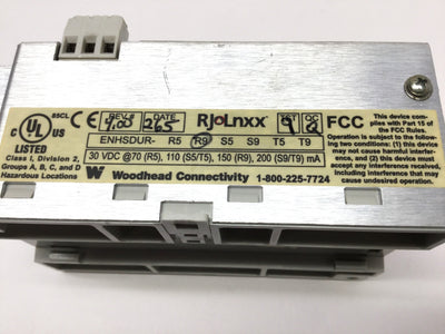 Used Woodhead ENHSDURR9 RJ-Lnxx Industrial Ethernet Switch, 9-Port RJ45, 10-30VDC
