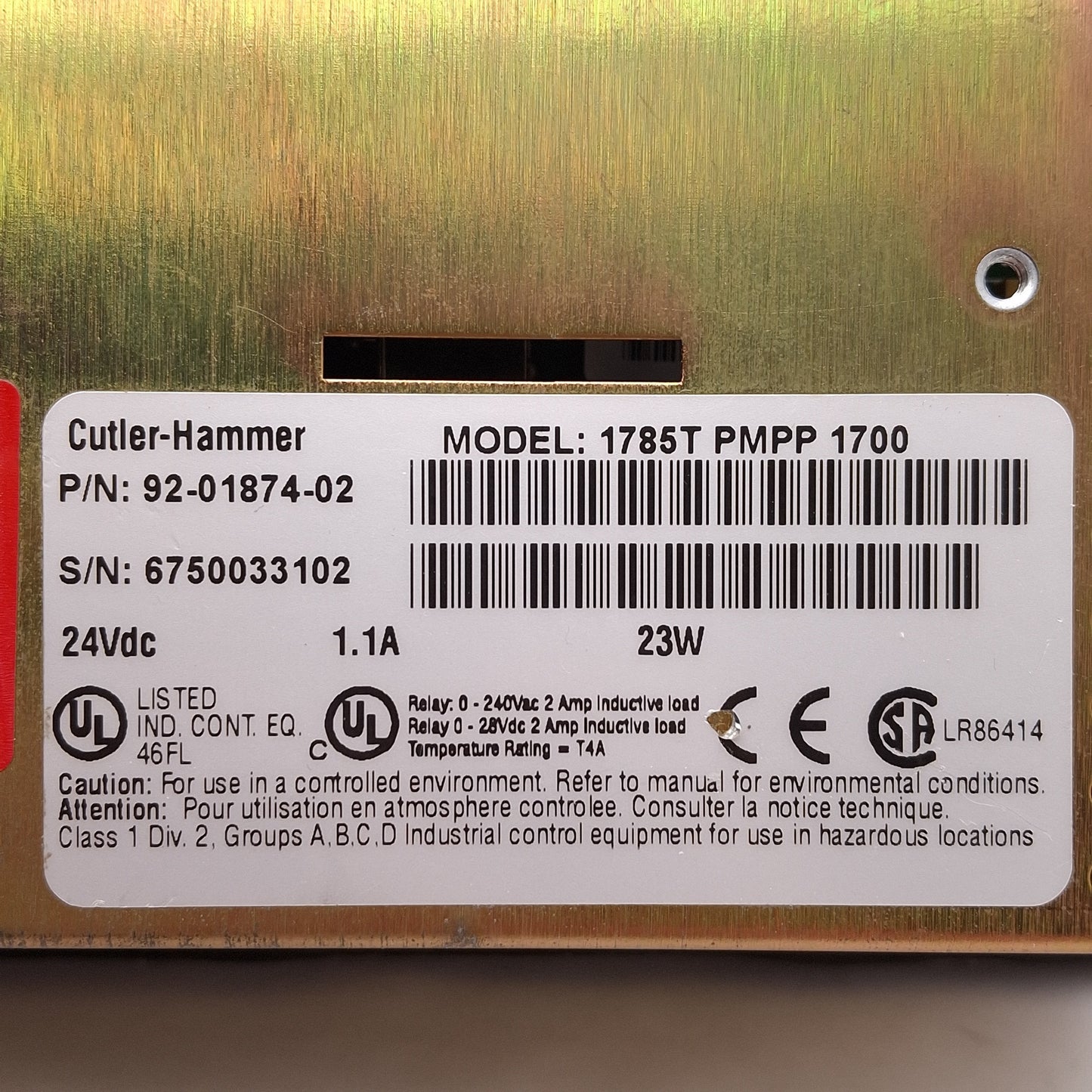 Used Cutler Hammer 87-01713-02 Model 1245 DeviceNet Interface For PanelMate Power Pro
