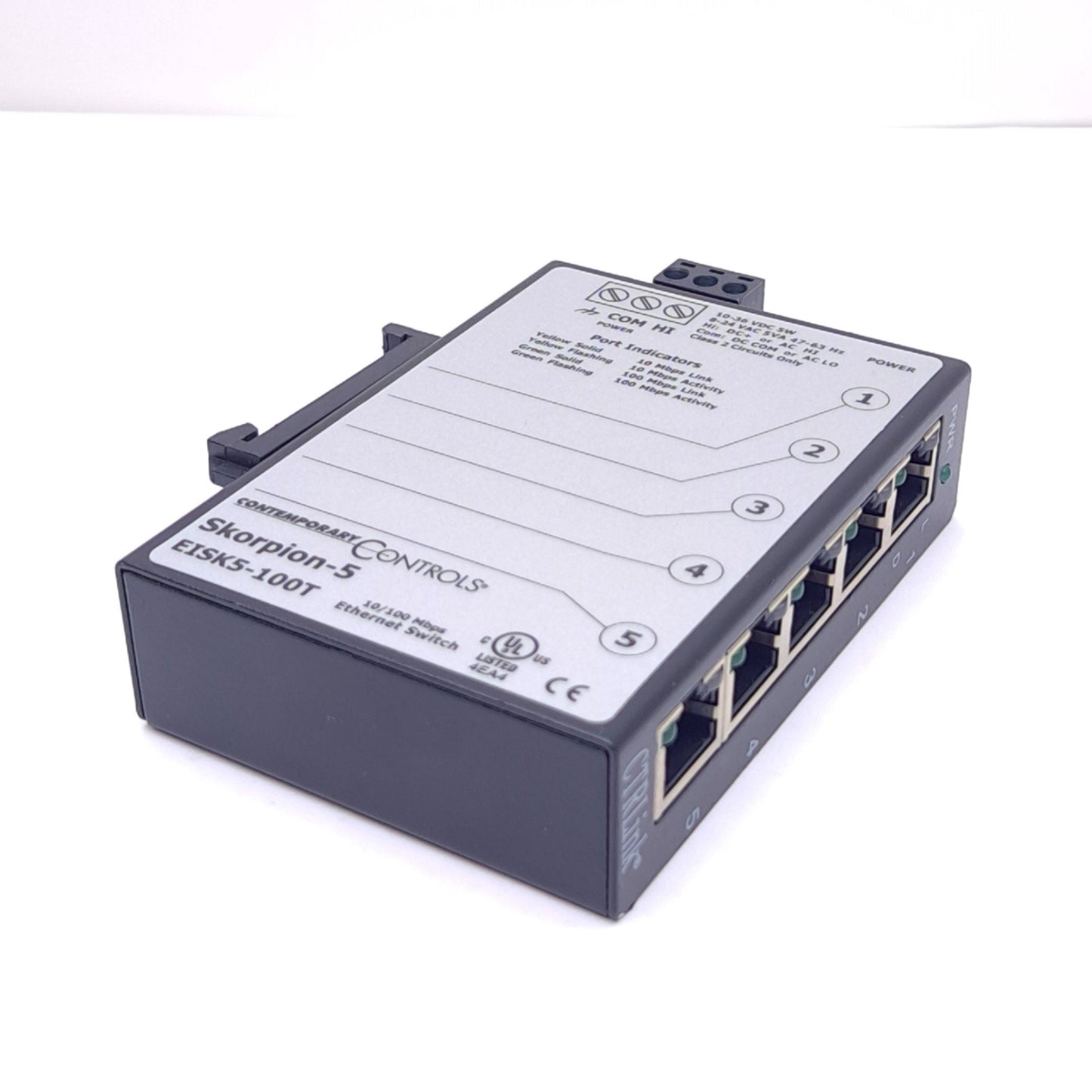 New Contemporary Controls EISK5-100T Ethernet Switch, 5xRJ45, 24VAC/DC, 100Mbps, DIN