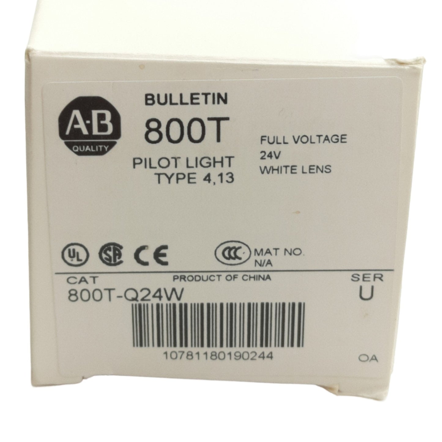 New Allen Bradley 800T-Q24W Pushbutton Pilot Light, 30mm, 24VAC/DC, White