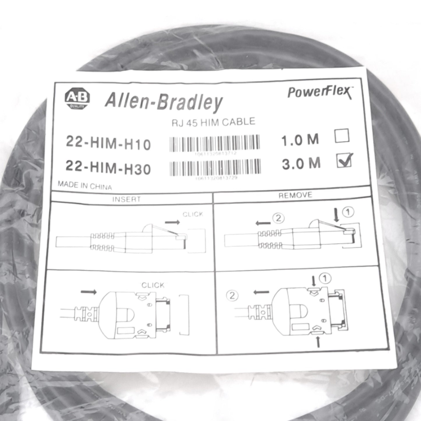 New Allen Bradley 22-HIM-H30 Cable for PowerFlex HIM, DSI to RJ45, 3 Meters