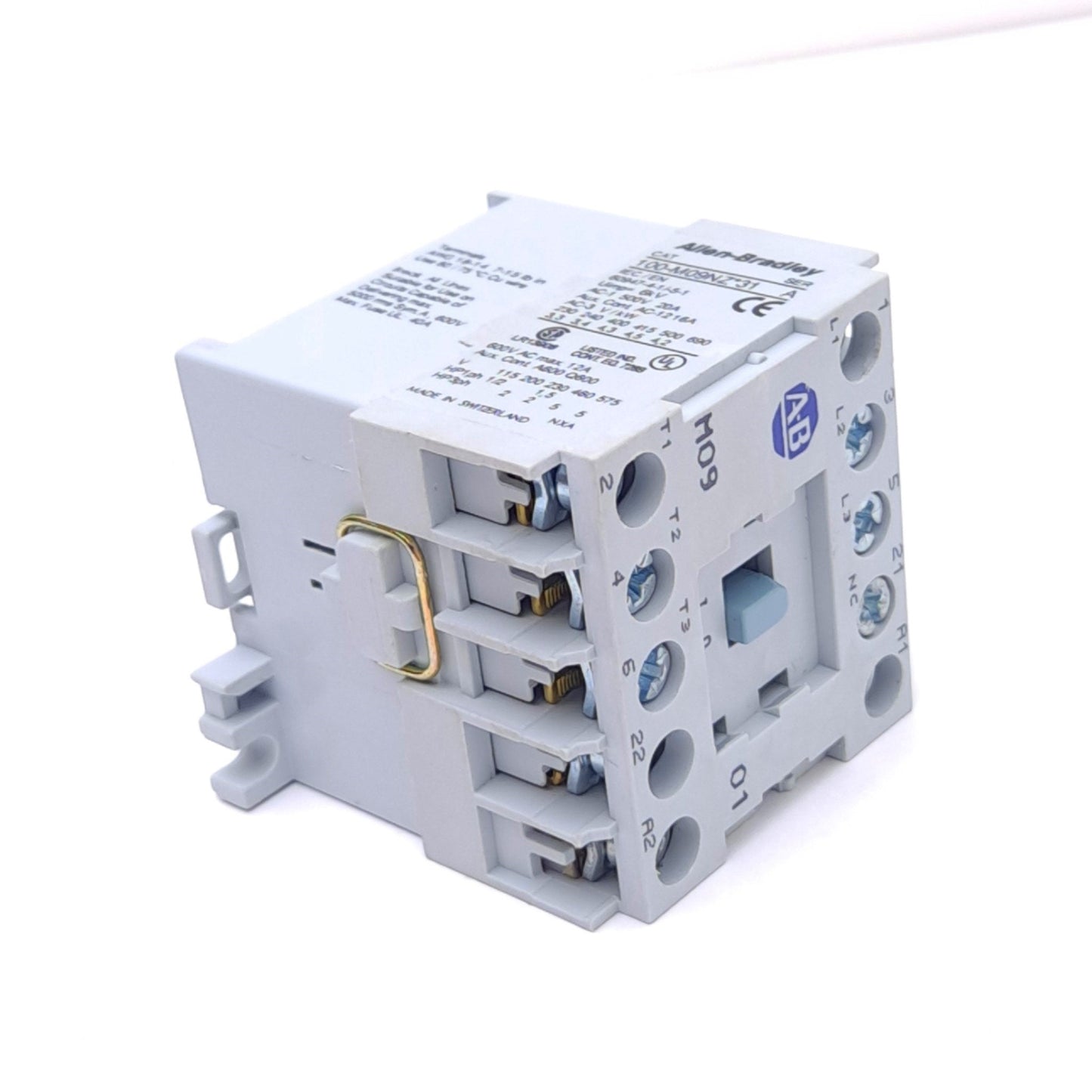 Used Allen Bradley 100-M09NZ2431 Mini Contactor, 3-Pole, 1 NC, 600VAC 12A, 24VDC Coil