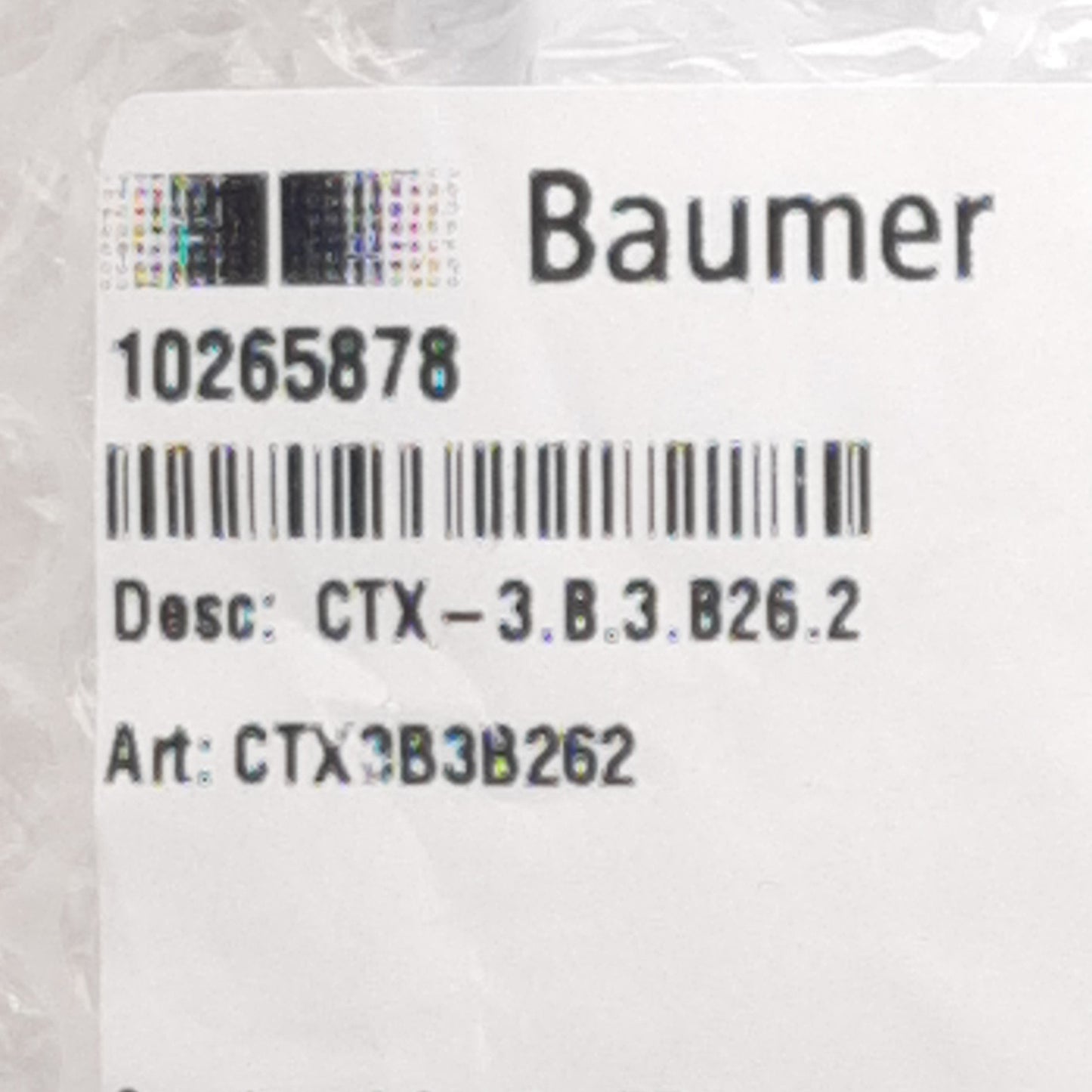 New Baumer CTX3B3B262 Pressure Transmitter 0-25bar, 4-20mA Output, G 1/4in Male, 2m