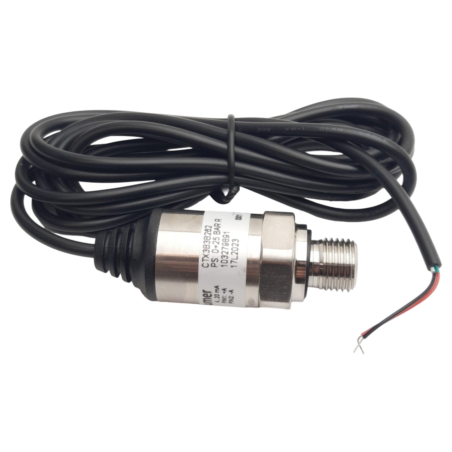 New Baumer CTX3B3B262 Pressure Transmitter 0-25bar, 4-20mA Output, G 1/4in Male, 2m