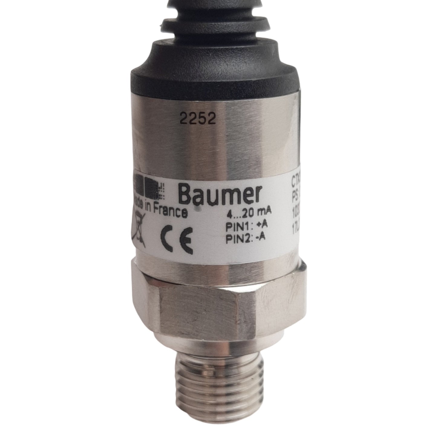 New Baumer CTX3B3B262 Pressure Transmitter 0-25bar, 4-20mA Output, G 1/4in Male, 2m