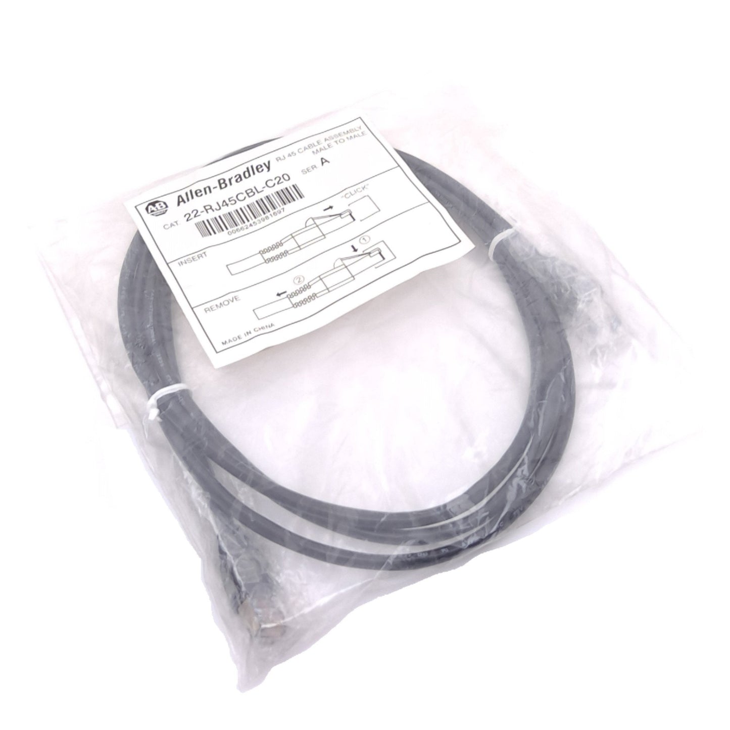 New Allen Bradley 22-RJ45CBL-C20 DSI Cable Assembly for PowerFlex HIM, RJ45, 2m