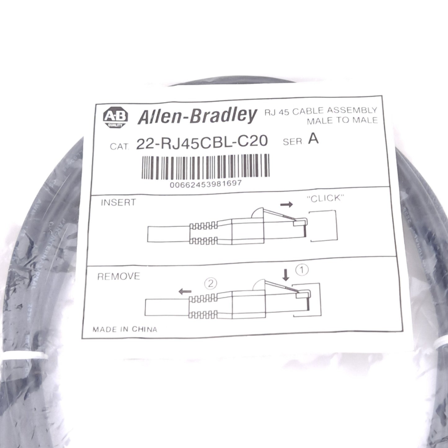 New Allen Bradley 22-RJ45CBL-C20 DSI Cable Assembly for PowerFlex HIM, RJ45, 2m
