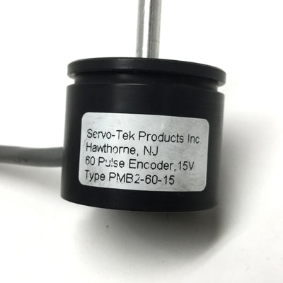Used Servo-Tek PMB2-60-15 Rotary Encoder Ø3/16" Shaft, 60ppr, 15VDC, 12000RPM Max