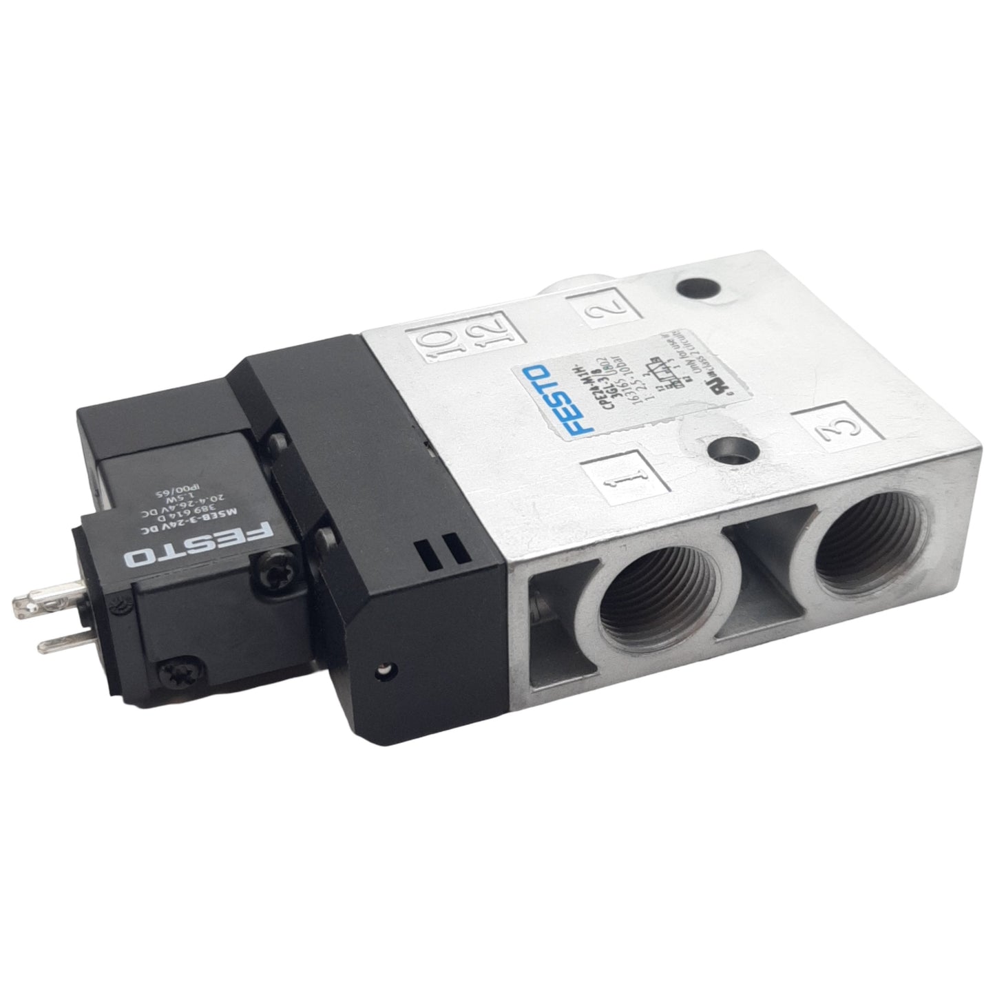 Used Festo CPE24-M1H-3GL-3/8 Solenoid Valve, 3/2-Way NC, 2.5-10bar, G3/8, 24VDC Coil