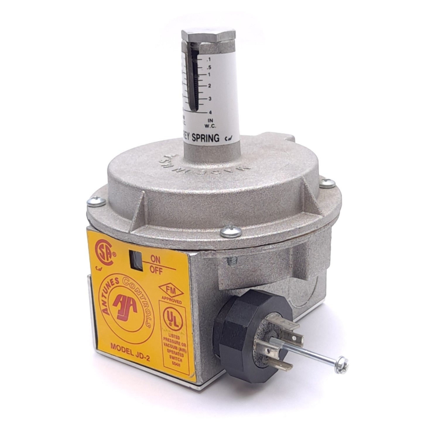 Used Antunes JD-2 Pressure Switch, 0.1-4in WC, 1/8 NPT, 5/10A 250/125VAC, 1NC 1NO