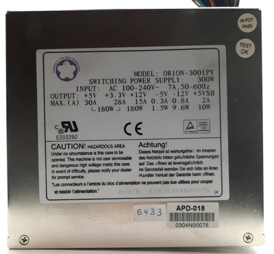 Used Portwell ORION-3001PY Computer Power Supply 300W 20-Pin ATX 6x Molex 2x FDD P2