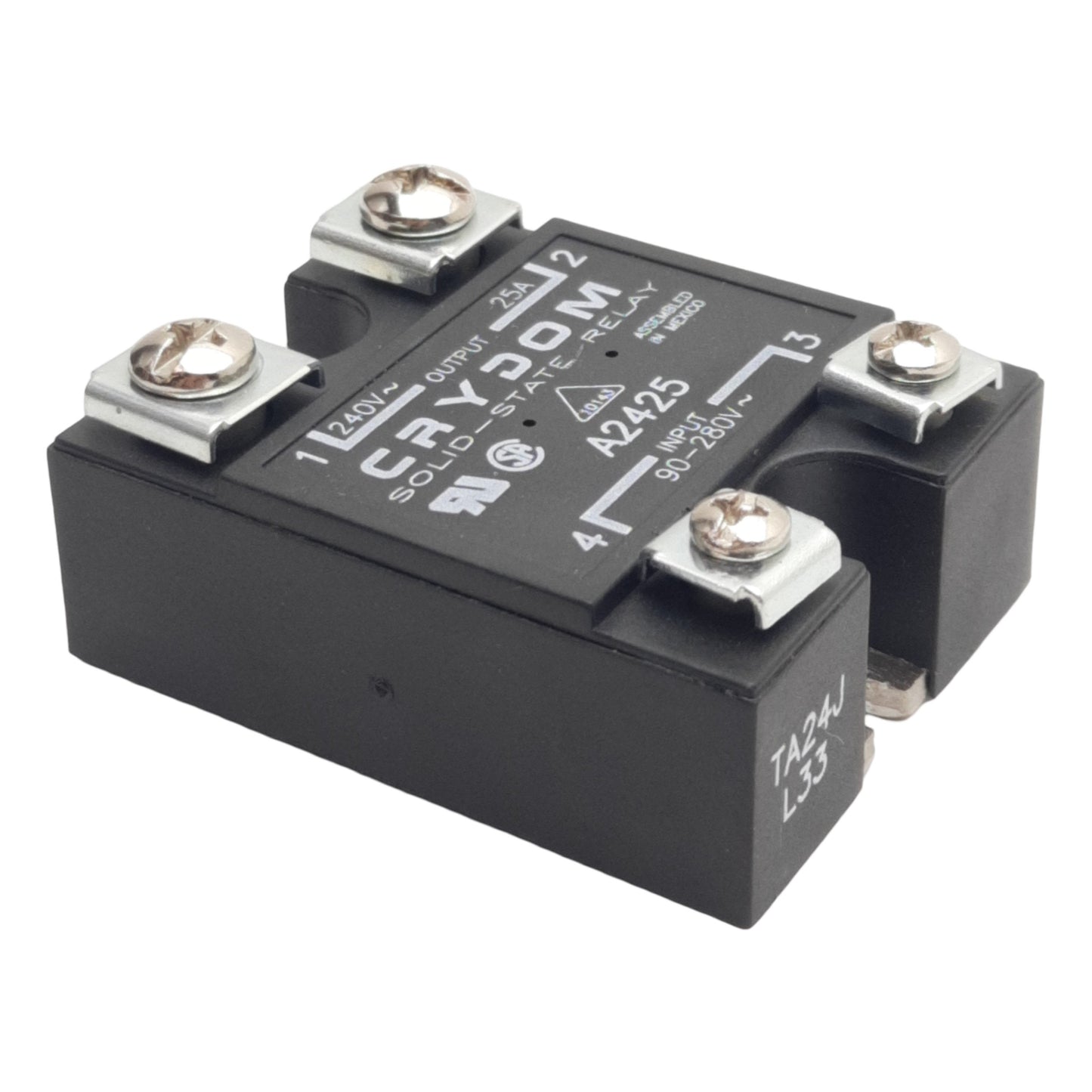 Used Crydom A2425 Solid-State Relay, SPST-NO, 90-280VAC 5-10mA In, 240VAC 25A Out