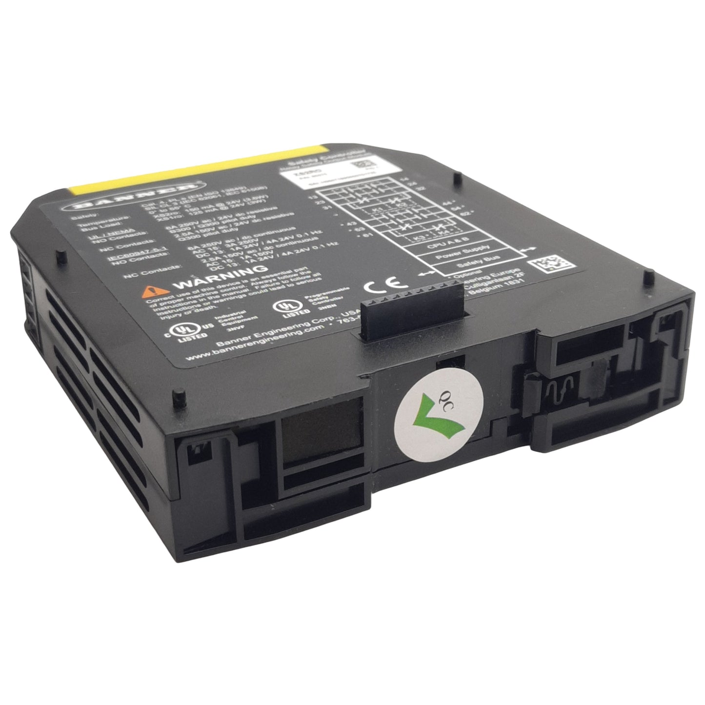 Used Banner XS2RO Safety Relay Output Module, 2NO + 1NC, 250VAC 6A, 24VDC, DIN Rail