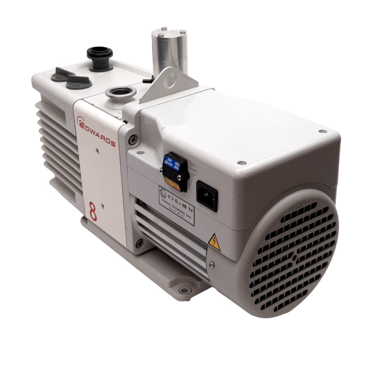 Used Edwards RV8 A65401904 Vacuum Rotary Vane Pump, .2Pa, 1Ph 100/200VAC 50/60Hz
