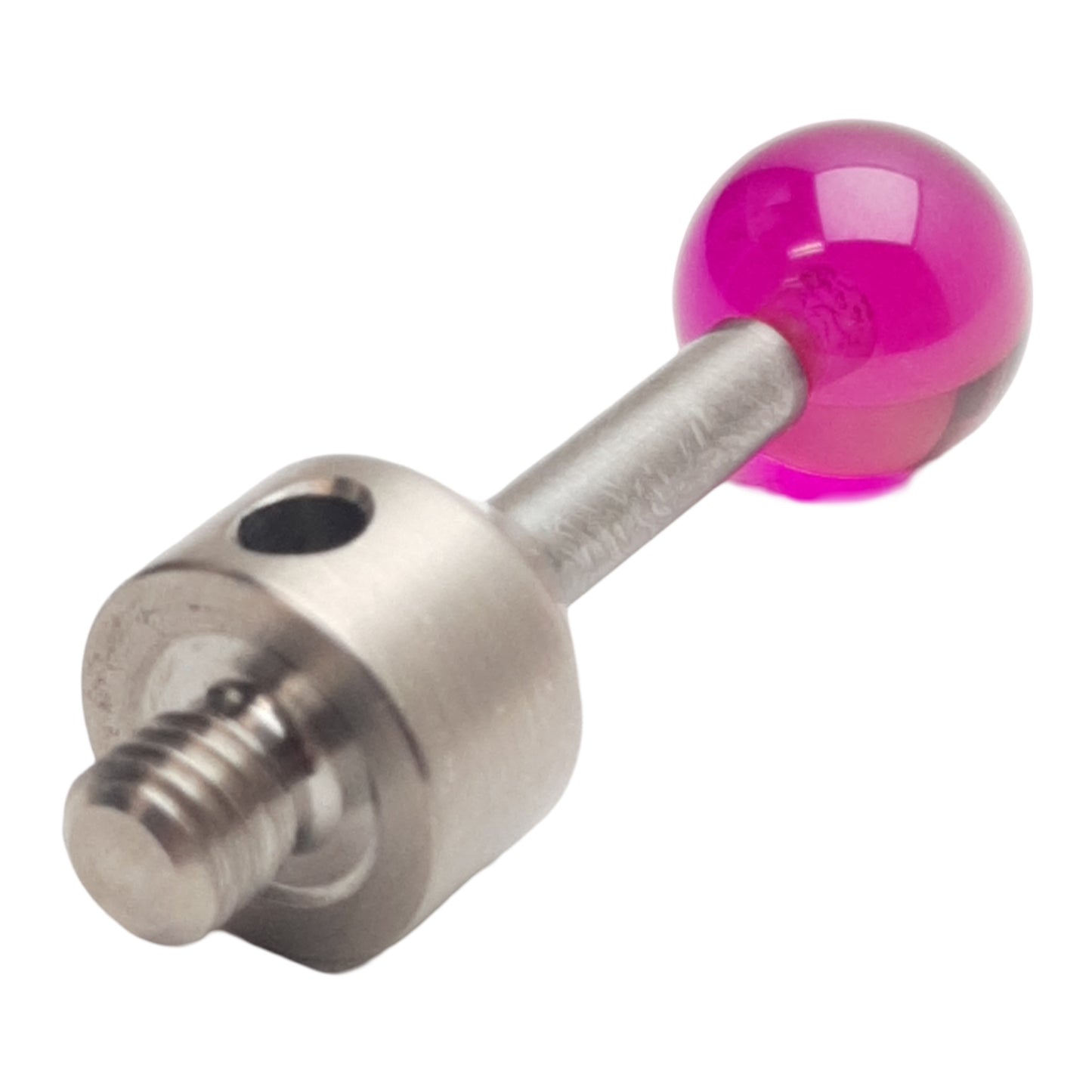 Used Renishaw Ruby Ball Stylus, ø10mm Ball, 12mm EWL, 26mm OAL, M5, Stainless Steel
