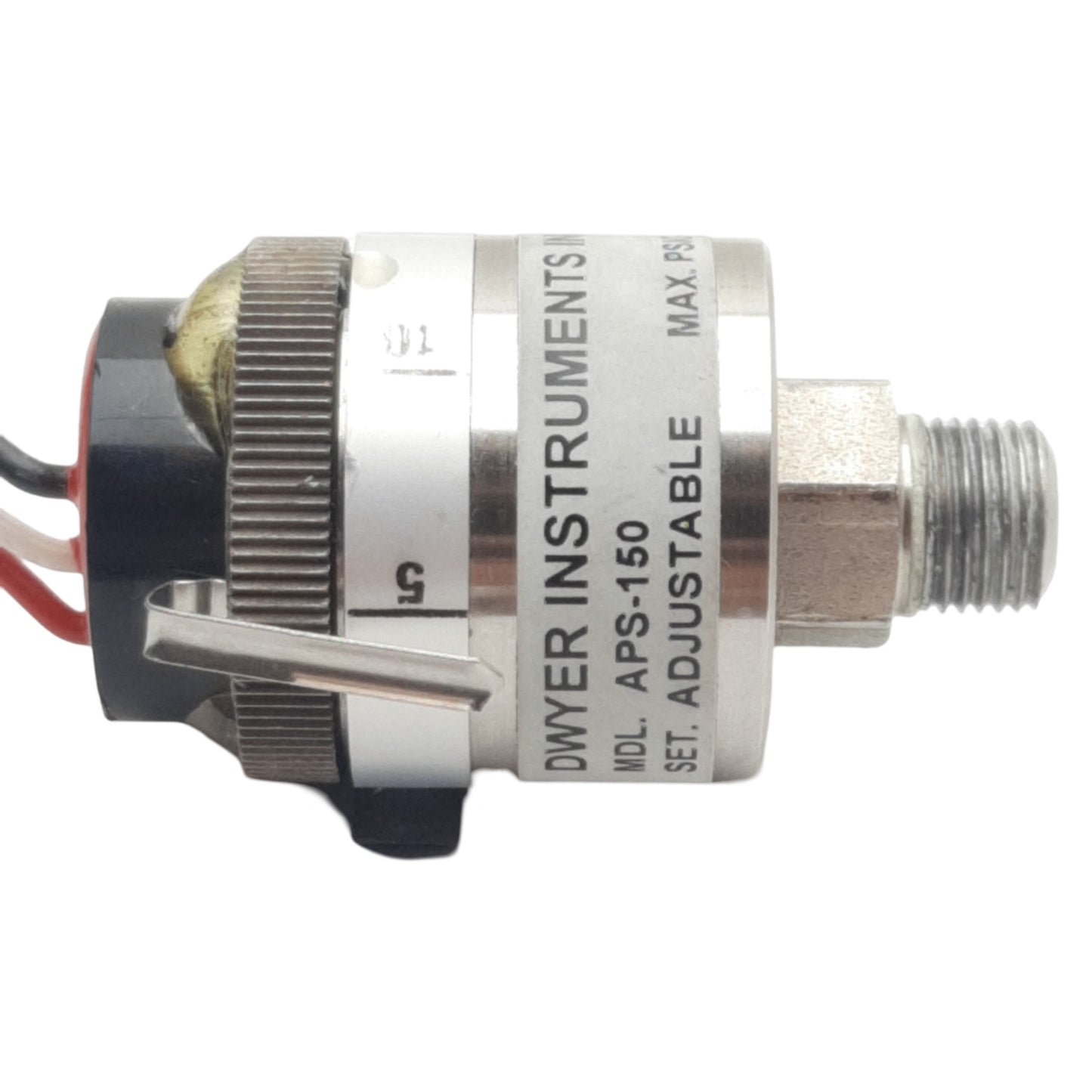 Used Dwyer APS-150 Adjustable Pressure Switch 30psig Max 5A 250VAC/3A 28VDC, 1/8" NPT