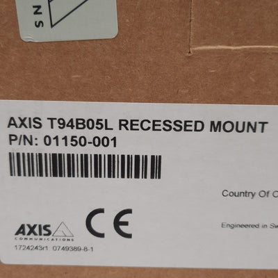 New Axis 01150-001 T94B05L Recessed Mount For Dome Camera, Ceiling Mountable, ø122mm